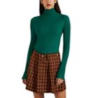 Plan C Women's Rib-knit Wool Turtleneck Sweater - Green