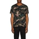 Valentino Men's Studded Camouflage Cotton T-shirt-olive