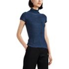 Giorgio Armani Women's Textured-knit Short-sleeve Sweater - Blue