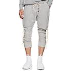 Greg Lauren Men's Layered Cotton Lounge Pants-gray