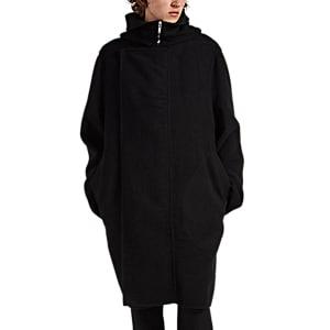 Rick Owens Men's Textured Cashmere Hooded Coat - Black