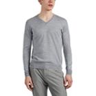 Eleventy Men's Mlange Wool-silk V-neck Sweater - Light Gray