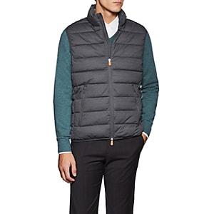 Save The Duck Men's Channel-quilted Tech-fabric Vest - Gray