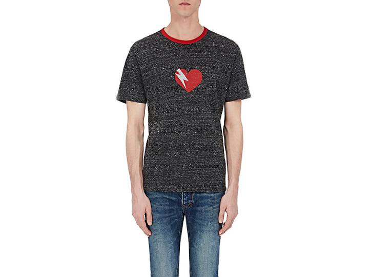 Saint Laurent Men's Heart-print Cotton Ringer T-shirt