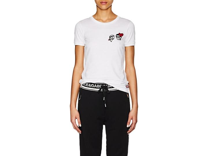 Dolce & Gabbana Women's Emoji-embroidered Cotton Short-sleeve T-shirt