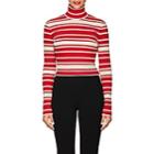 Prada Women's Striped Rib-knit Turtleneck Sweater-red