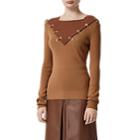 Burberry Women's Ring-embellished Colorblocked Sweater - Camel