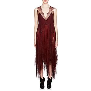 Givenchy Women's Silk & Lace Fringed Slipdress-wine