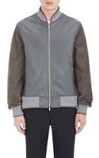 Thom Browne Leather Varsity Jacket-grey