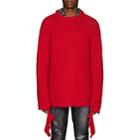 R13 Men's Distressed Cashmere Fisherman Sweater-red