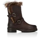 Sartore Women's Fur-lined Leather Moto Boots - Brown