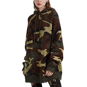 R13 Women's Camouflage Jacquard Cashmere Hoodie - Green
