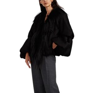 Giorgio Armani Women's Faux-fur-trimmed Silk Twill Puffer Jacket - Black