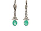 Stephanie Windsor Antiques Women's Art Deco White Diamond & Emerald Drop Earrings