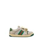 Gucci Women's Screener Cherry-embellished Leather Sneakers
