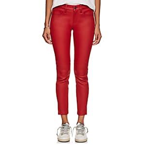 Current/elliott Women's The Mid-rise Stiletto Leather Skinny Jeans-red