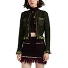 Versace Women's Embellished Metallic Tweed Crop Jacket - Green