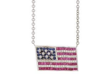 Ambre Victoria Women's American Flag Pendant Necklace