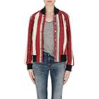 Saint Laurent Women's Baja-striped Wool-cotton Bomber Jacket-red
