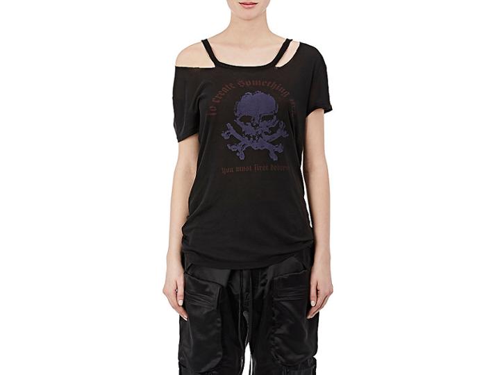 Ben Taverniti Unravel Project Women's Skull Distressed Silk T-shirt