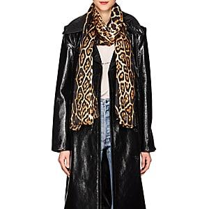 Saint Laurent Women's Leopard-print Silk Twill Scarf - Brown