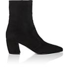 Prada Women's Curved-heel Suede Ankle Boots-nero