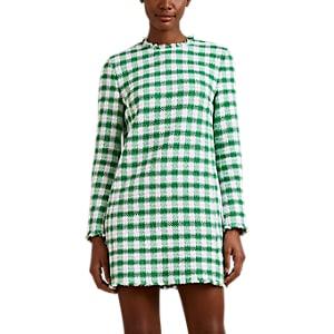 Thom Browne Women's Gingham Cotton-blend Tweed Shift Minidress - Green