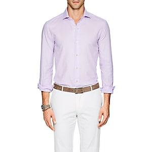 Barneys New York Men's Cotton Piqu Shirt-purple