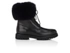Mr & Mrs Italy Women's Fur-cuff Leather Combat Boots