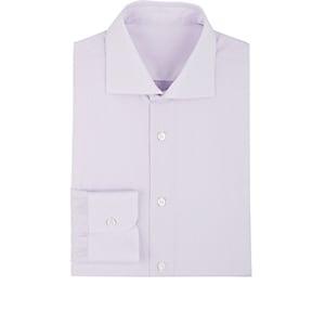 Uman Men's Striped Cotton Poplin Dress Shirt-lt. Purple