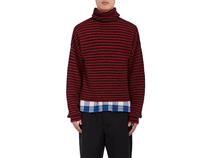 Lanvin Men's Striped Wool-alpaca Turtleneck Sweater
