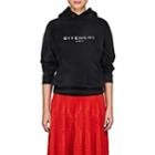 Givenchy Women's Logo Distressed Cotton Terry Hoodie-black