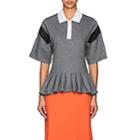 Koche Women's Peplum-hem Cotton-blend Polo Shirt-gray