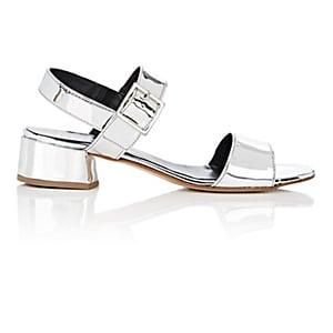 Barneys New York Women's Specchio Leather Slingback Sandals - Silver