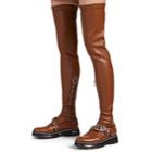 Cedric Charlier Women's Leather Over-the-knee Stockings - Med. Brown