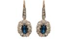 Stephanie Windsor Antiques Women's White Diamond & Blue Sapphire Drop Earrings