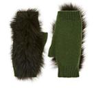 House Of Lafayette Women's Fur-trimmed Cashmere Fingerless Gloves-green