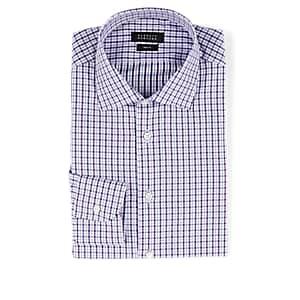 Barneys New York Men's Plaid Cotton Dress Shirt - Purple
