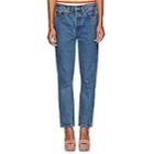 Re/done Women's High Rise Ankle Crop Jeans-md. Blue