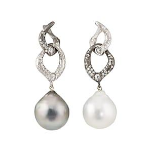 Samira 13 Women's Pearl & Diamond Mismatched Drop Earrings - Pearl