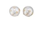 Samira 13 Women's Pearl & White Diamond Stud Earrings - Gold