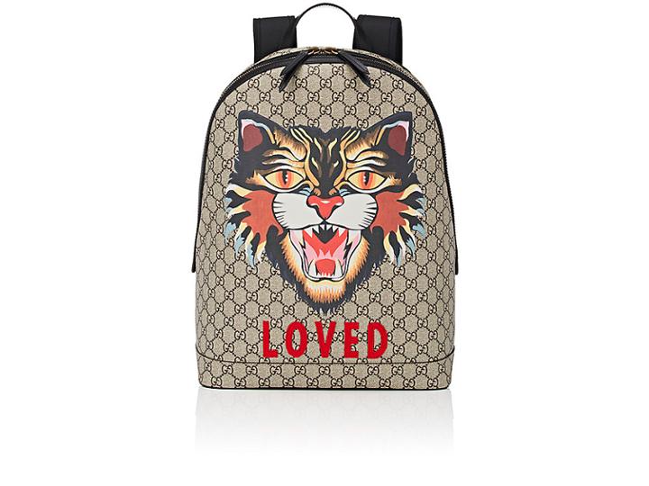 Gucci Men's Cat-print Gg Supreme Backpack