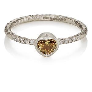 Malcolm Betts Women's Heart-shaped Yellow Diamond Ring-silver