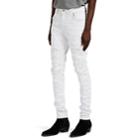 Amiri Men's Mx1 Leather-inset Slim Jeans - White