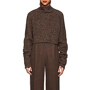 The Row Women's Dickie Cashmere Crop Turtleneck Sweater-brown