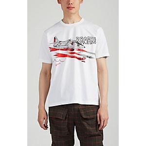 Junya Watanabe Man Comme Des Garons Men's Plane-print Cotton T-shirt - White