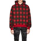 Fear Of God Men's Plaid Cotton Terry Oversized Hoodie-red