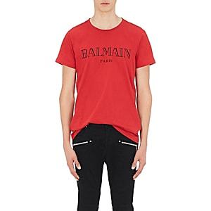 Balmain Men's Logo Cotton T-shirt-red
