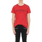 Balmain Men's Logo Cotton T-shirt-red