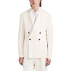 Haider Ackermann Men's Twill Double-breasted Slouchy Sportcoat - Cream
